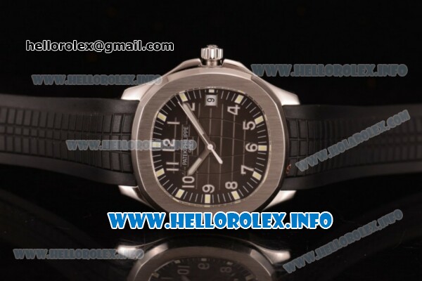 Patek Philippe Aquanaut Clone PP Calibre 3120 Automatic Steel Case with Black Dial Arabic Numeral Markers and Black Rubber Strap (BP) - Click Image to Close